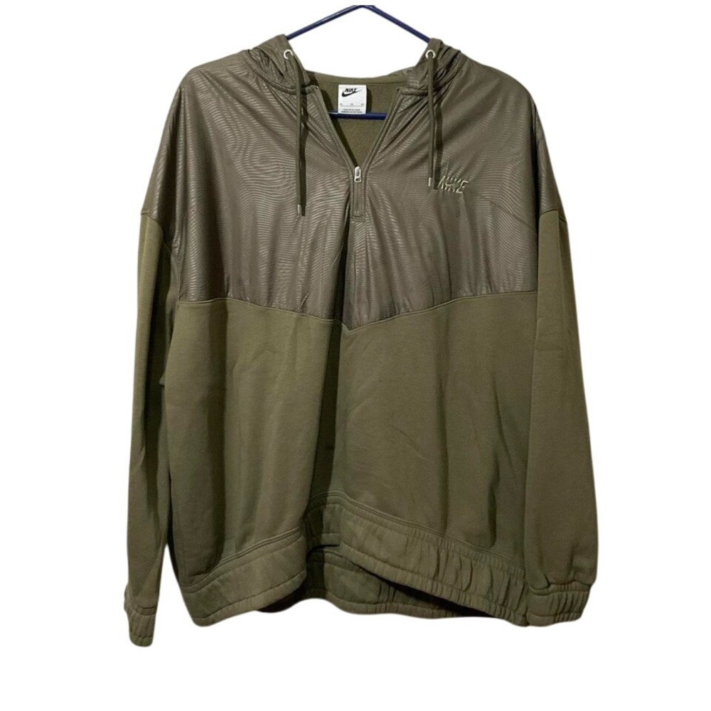 Nike Mens XL Olive Green Half Zip Pullover Hoodie Lightweight‎ Jacket Top